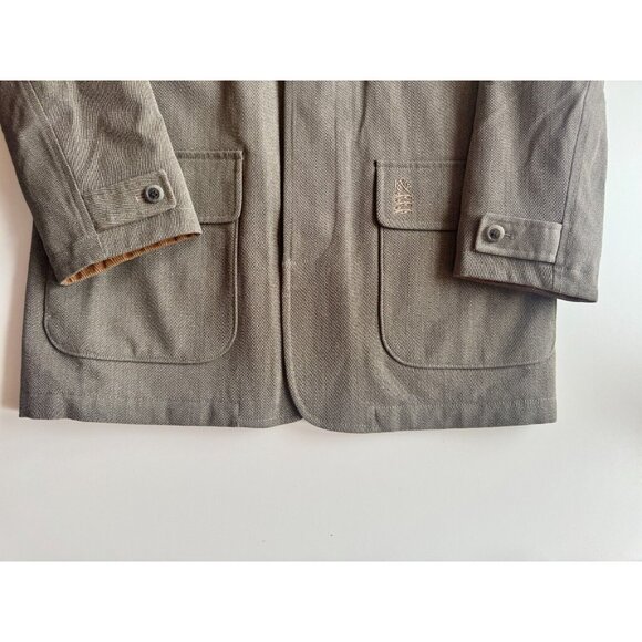 Men's KENT & CURWEN Loro Pia Green Wool Quilted Barn Coat Jacket, Size M - Picture 5 of 16